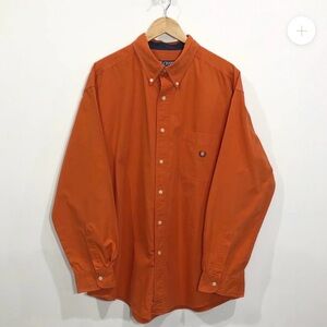 Chaps Ralph Lauren XL Orange Cotton Button-Down Long Sleeve Shirt Crest Logo